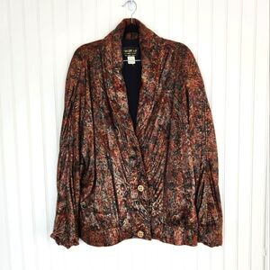 Vintage Pacific I.D. Floral Puffer Button Front Blazer Jacket OS